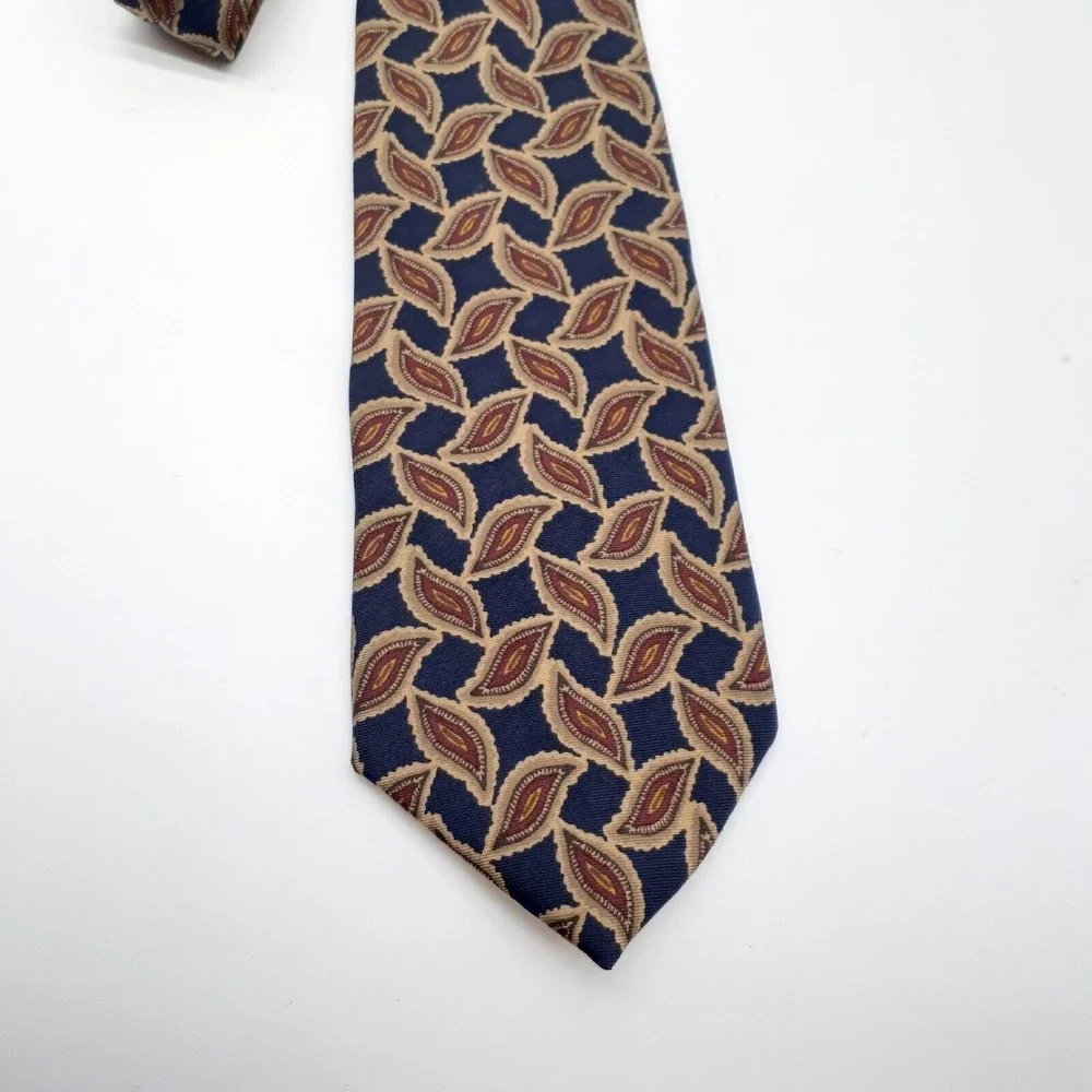 Bert Pulitzer Necktie 100% Silk Navy Blue Paisley Vintage USA Made Formal